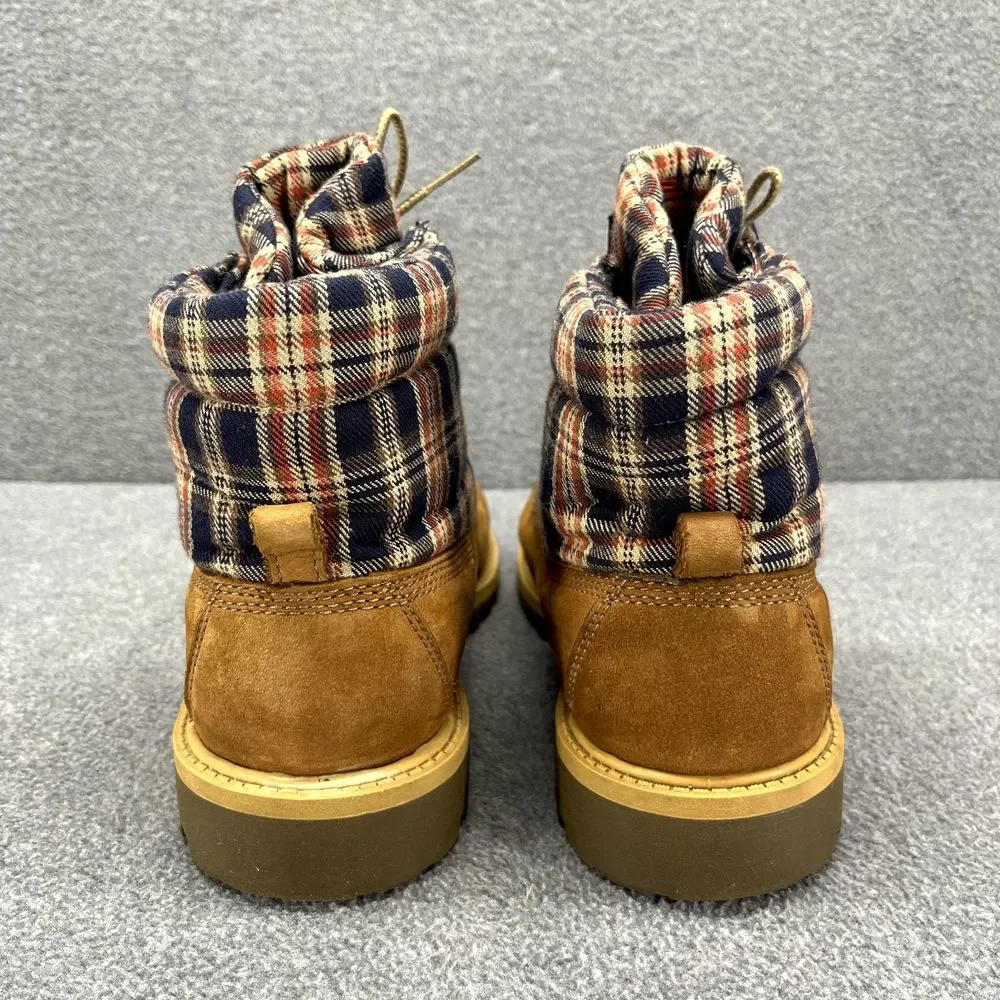 Timberland Boots Boys 6 Brown Plaid Leather Shoes Hiking‎ Outdoors Youth 43942M